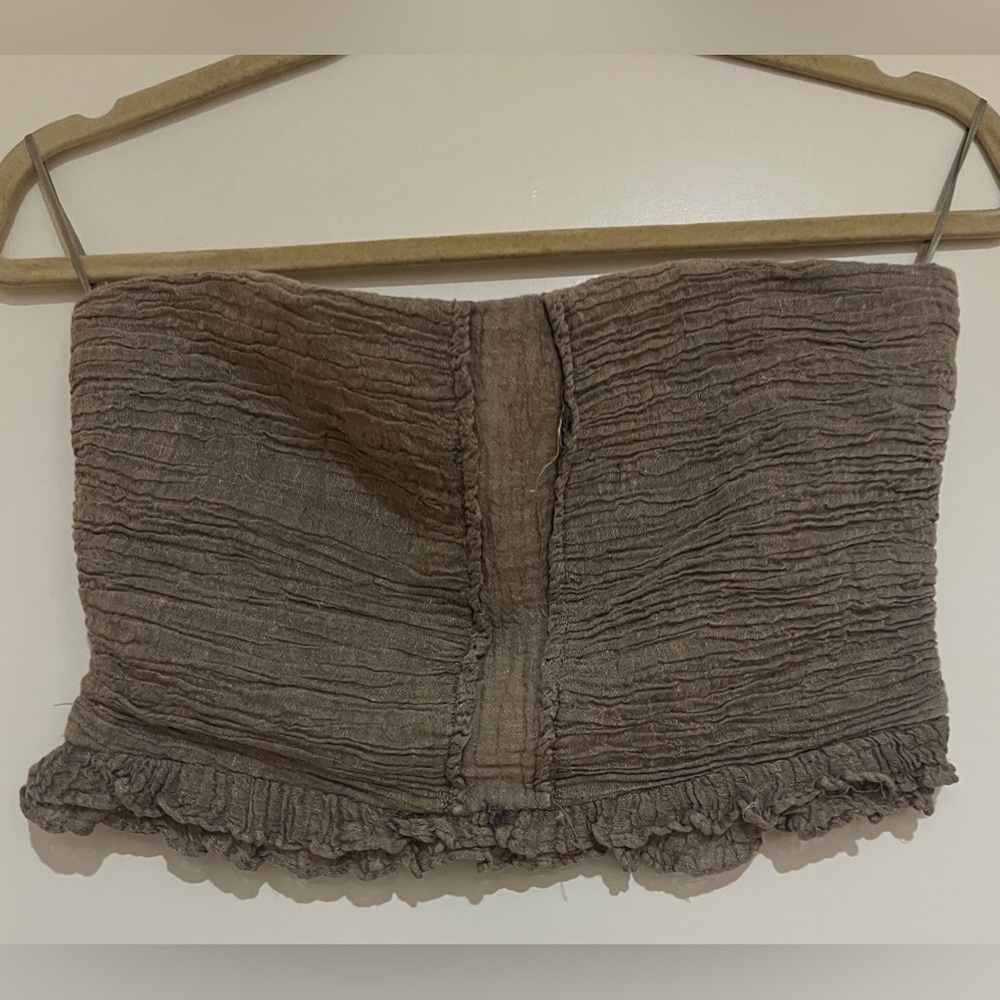 Women’s Brown Strapless Ruched Top